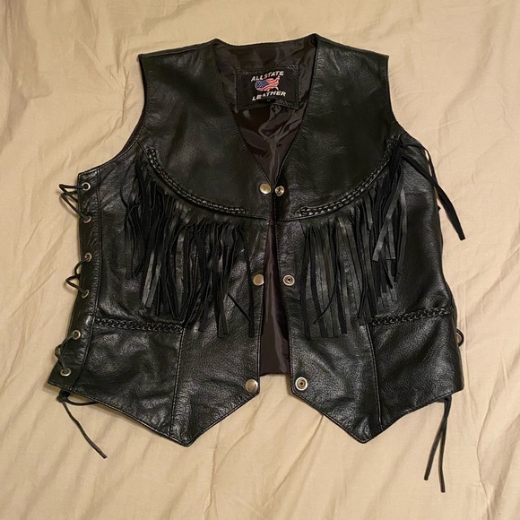 Leather Vest w/ laced up sides - Picture 1 of 4